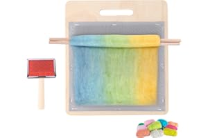 Wool Blending Board Carding Brush Set, Including Mixing Board Yarn Carder Brush & Craft Sticks Arts Crafts Supplies & DIY Kit