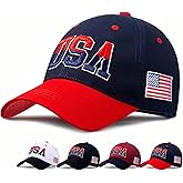 LELVK American Flag Patriotic Baseball Cap | Embroidered USA Flag 100% Cotton Adjustable Hat for Men & Women