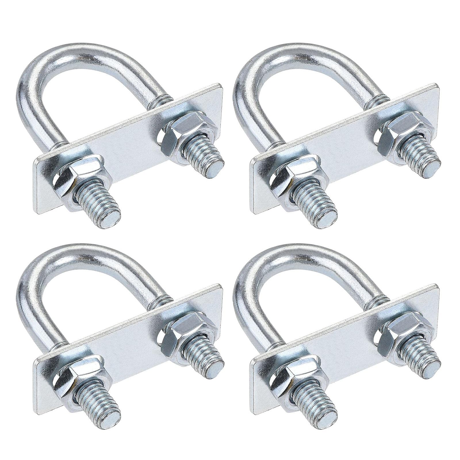 TA-VIGOR 4 sets M8 Round U-Bolts, 22mm Inner Width 56mm Length Steel U-Bolts with Nut, Plate for Attaching Piping Conduit Cable Tube Brackets Boat Trailer