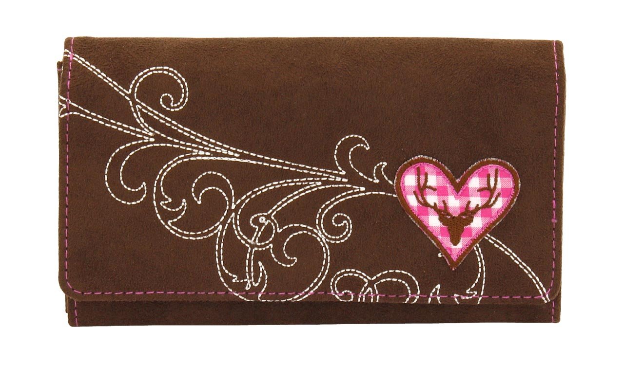 Friedrich|23 Damen-Überschlagbörse, Bavaria, Velvet, Braun/rosa Coin Pouch, 17 cm, Brown (Braun/Rosa)