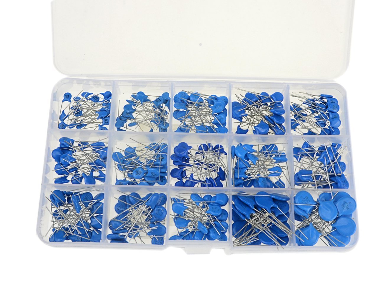 DollaTek 300PCS 1KV 2KV 3KV 15 Value (Each of 20PCS) High Voltage Ceramic Capacitor Assortment Set Kit + Plastic Box