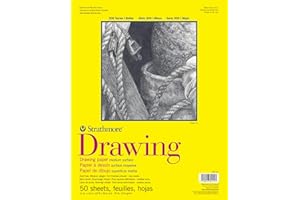 Strathmore Bloc de papier à dessin série 300, reliure collée, 27,9 x 35,6 cm, 50 feuilles (114 g) – Papier d'artiste pour adu