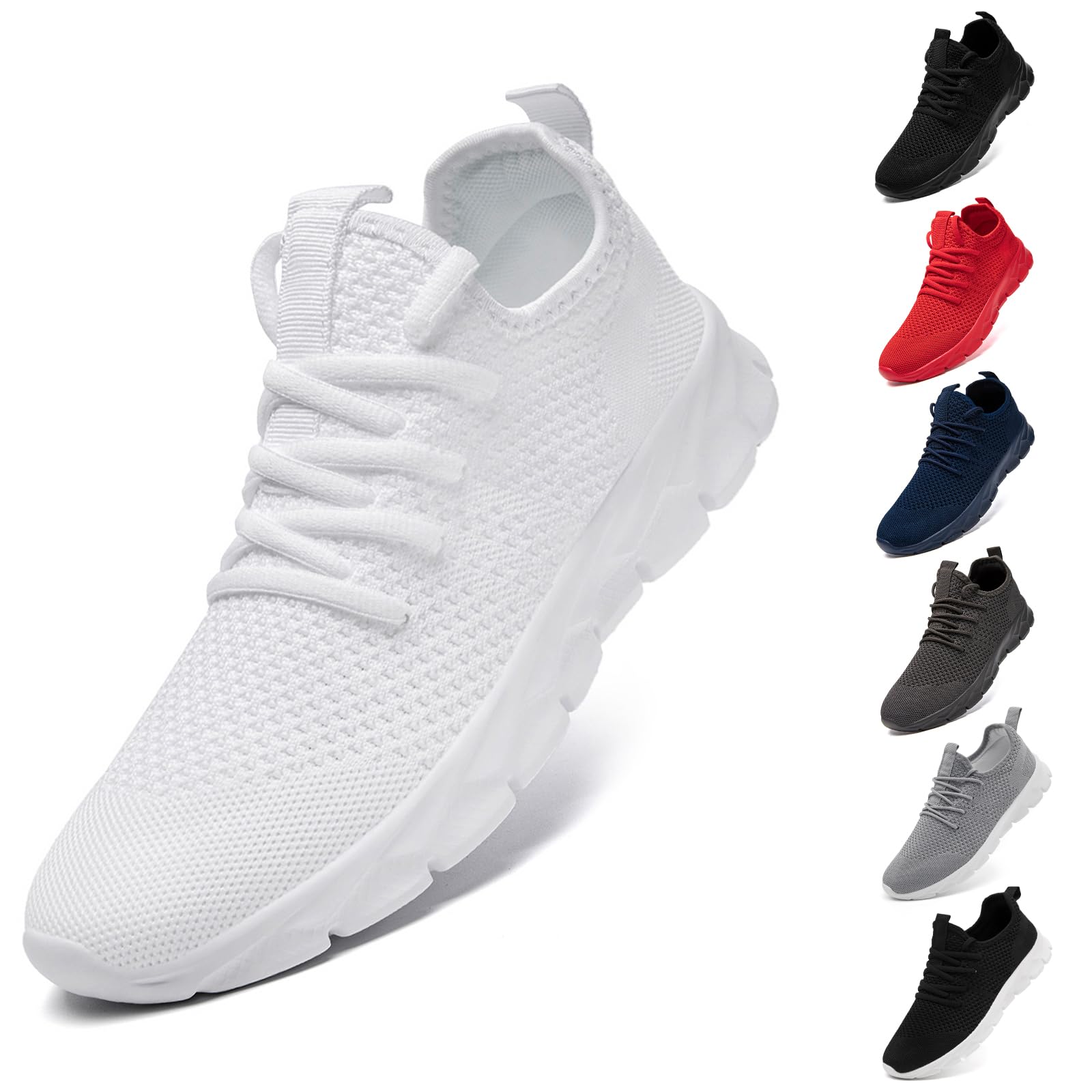 Photo 1 of Oltyutc Men Women Tennis Shoes Lightweight Breathable Running Shoes Walking Gym Workout Athletic Comfortable Fashion Sneakers White 7 Women/6 Men
