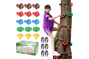 SEKKVY 15PCS Ninja Tree Climbing Holds and 6 Sturdy Ratchet Straps for Kids Tree Climbing, Large Climbing Grips for Outdoor Ninja Warrior Obstacle Course Training
