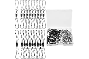 INJOYTEC 20PCS Dual Swivel Clip Wind Spinner Hooks, Stainless Steel 360 Degree Rotating Windsock Clips Suitable for Spinning 