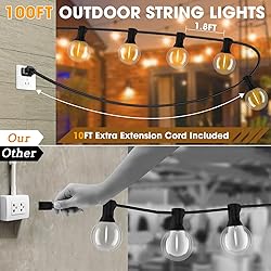 GvvooHome Outdoor String Lights 100FT, G40 Led