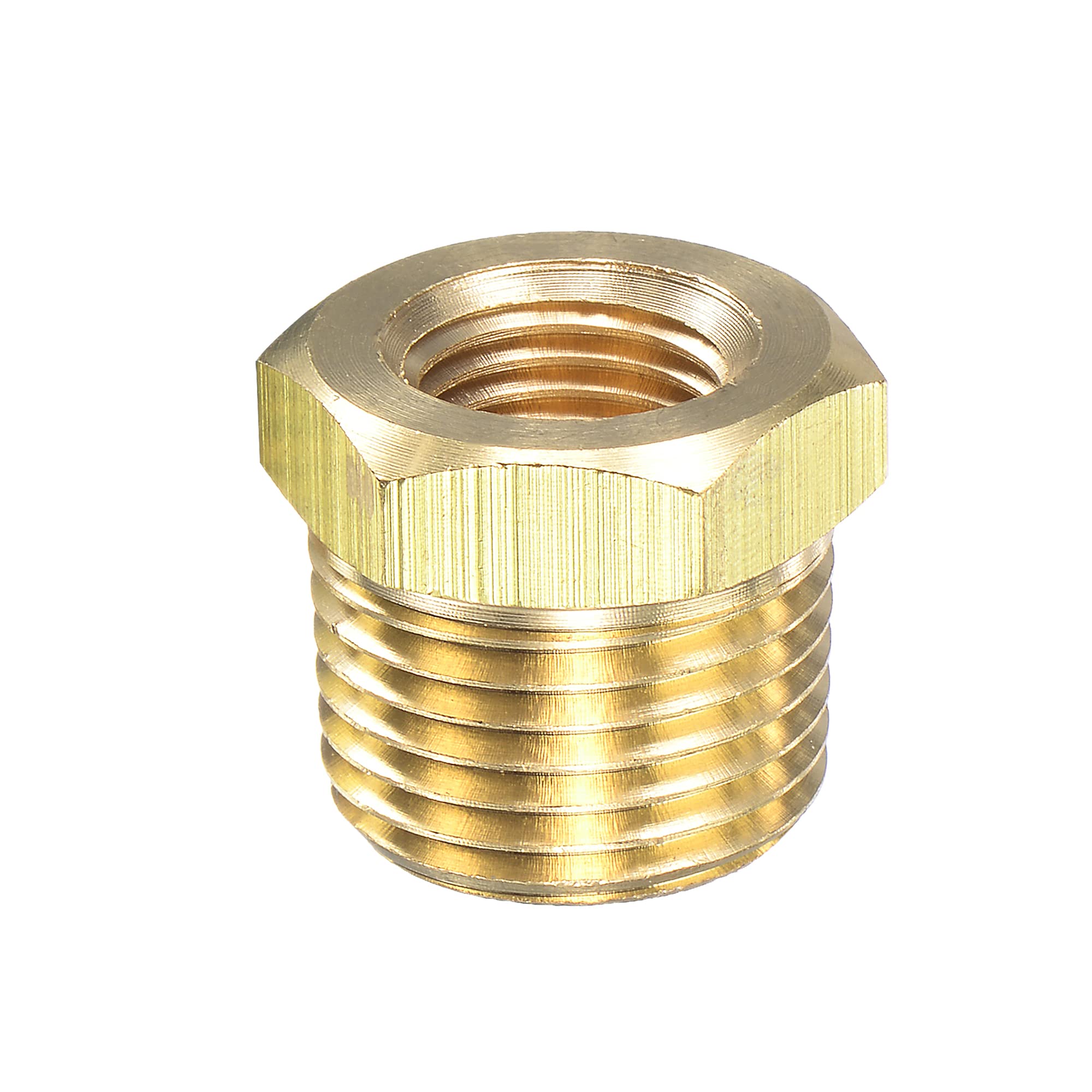 sourcing map Brass Pipe Fitting Reducer Adapter 1/2NPT Male x 1/4NPT Female for Water Oil Air Pressure Gauge Temp Sensor