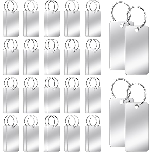 Round Keychain Blanks 30pcs Rectangle Aluminum Stamping Blanks