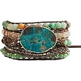 ZOSOJONA Boho Handmade Natural Stone Wrap Bracelets Turquoises Crystal Beads Bracelet Jewelry