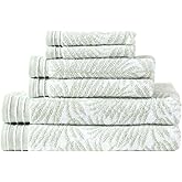 Tommy Bahama - Bath Towels, Soft & Absorbent Cotton Towels, Oeko-Tex Certified (Linear Palms Green, 6-Piece)