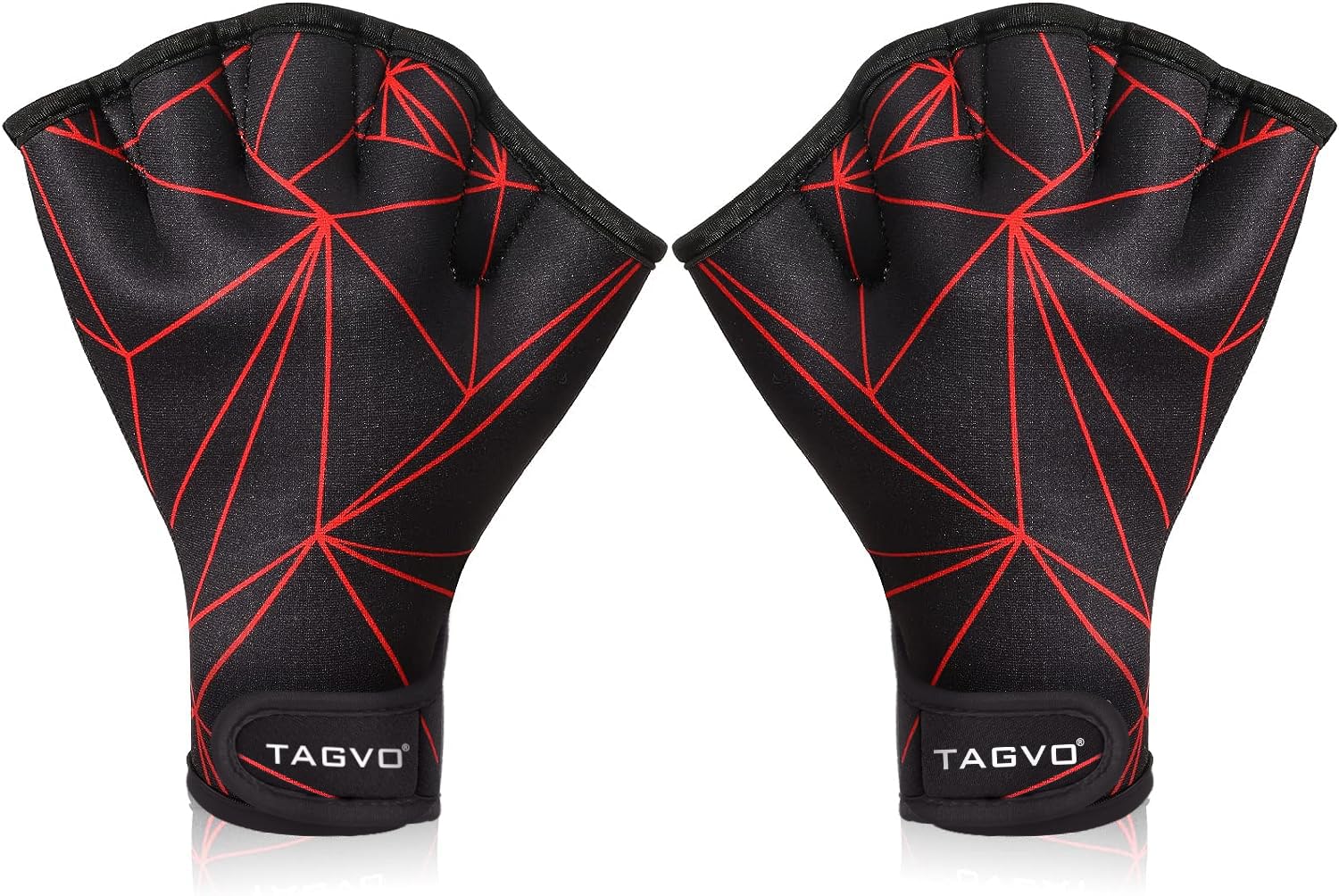 TAGVO Aquatic Gloves Half Finger, Webbed Swimming Gloves Well Stitching, Adjustable Wrist Strap Swimming Gloves, Sizes for Men Women Adult Children Aquatic Fitness Water Resistance Training