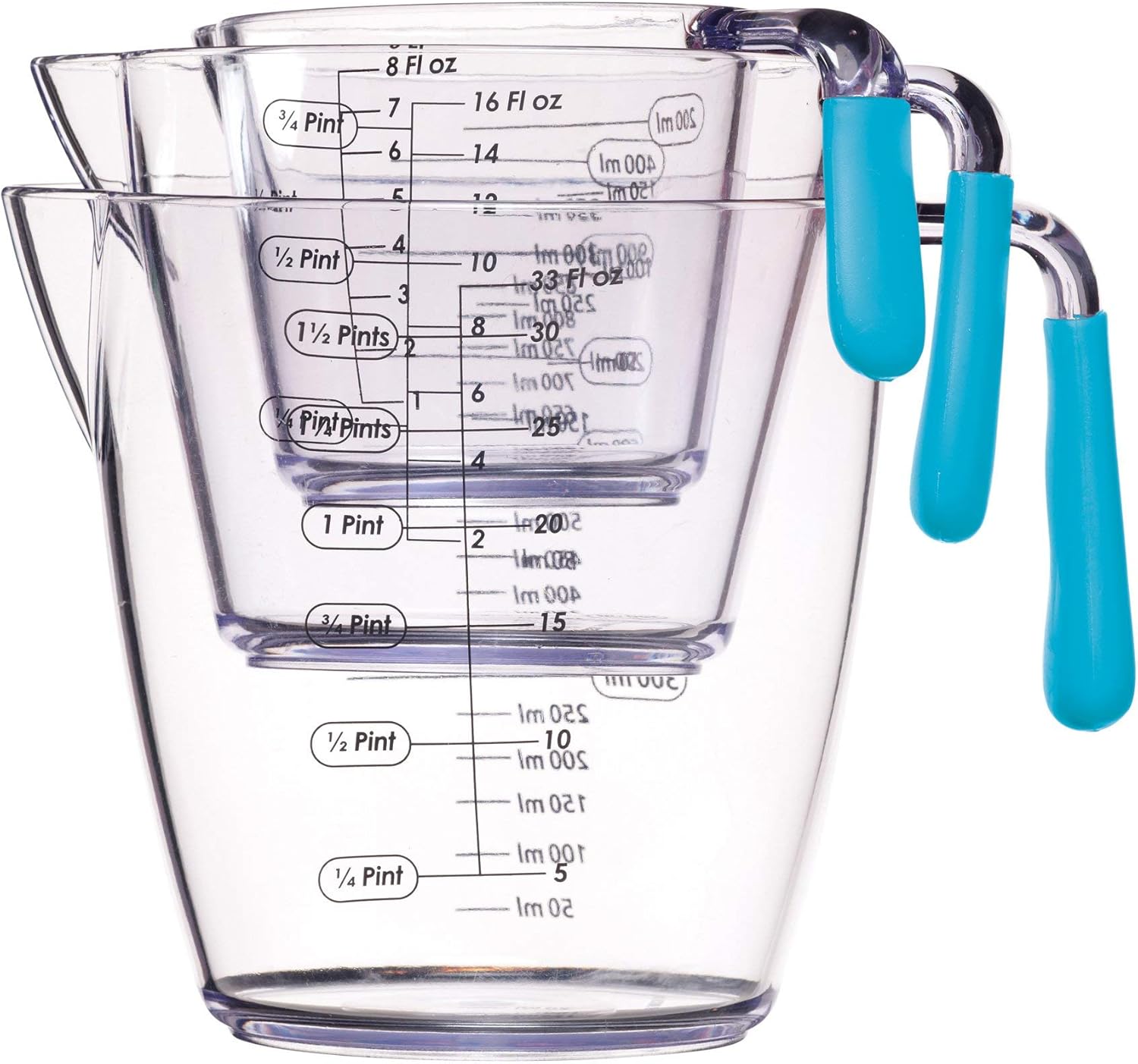 Kitchen Craft Colourworks Three Piece Measuring Jug Set Blue