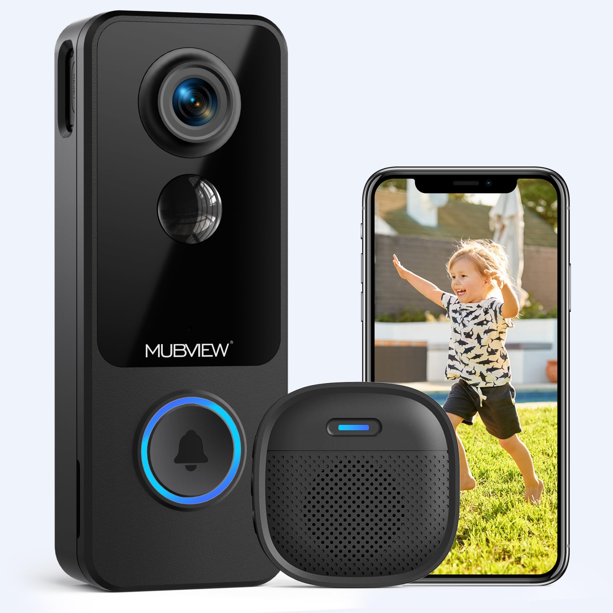 thumbnail interactive-video image 1 of Guggre 1080P Smart Video Doorbell Camera With Chime, Intelligent AI Human Detection 1 of 12