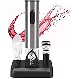 SENZER Electric Wine Opener Set Automatic Opener Set Reusable Corkscrew Gift Set with Base, Including Foil Cutter, 2 Vacuum S