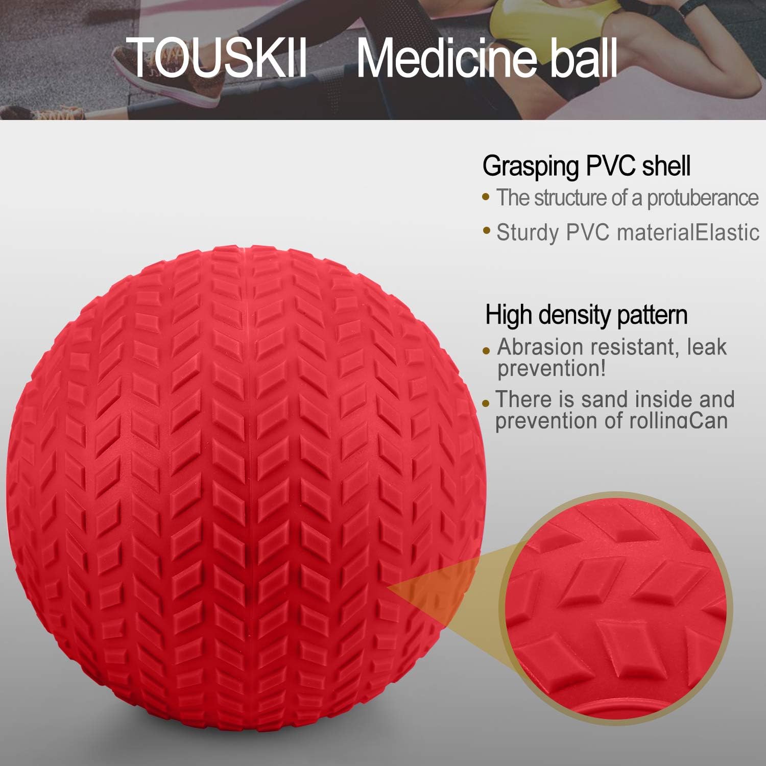 TOUSKII Slam Ball for Strength, Medicine Ball with Strong Grip, Weight Balls for Crossfit Strength & Conditioning Exercises, Available in 10, 15, 20, 30, 40, 50 LB Weight: Sports & Outdoors