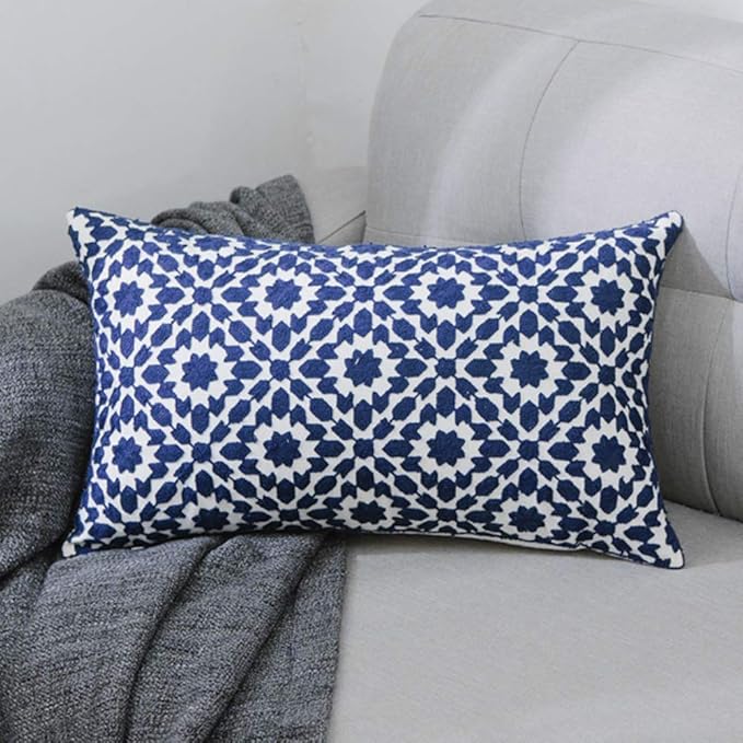 TEWENE Oblong Cushion Cover, 12x20 Inch / 30x50cm Antifading Cotton