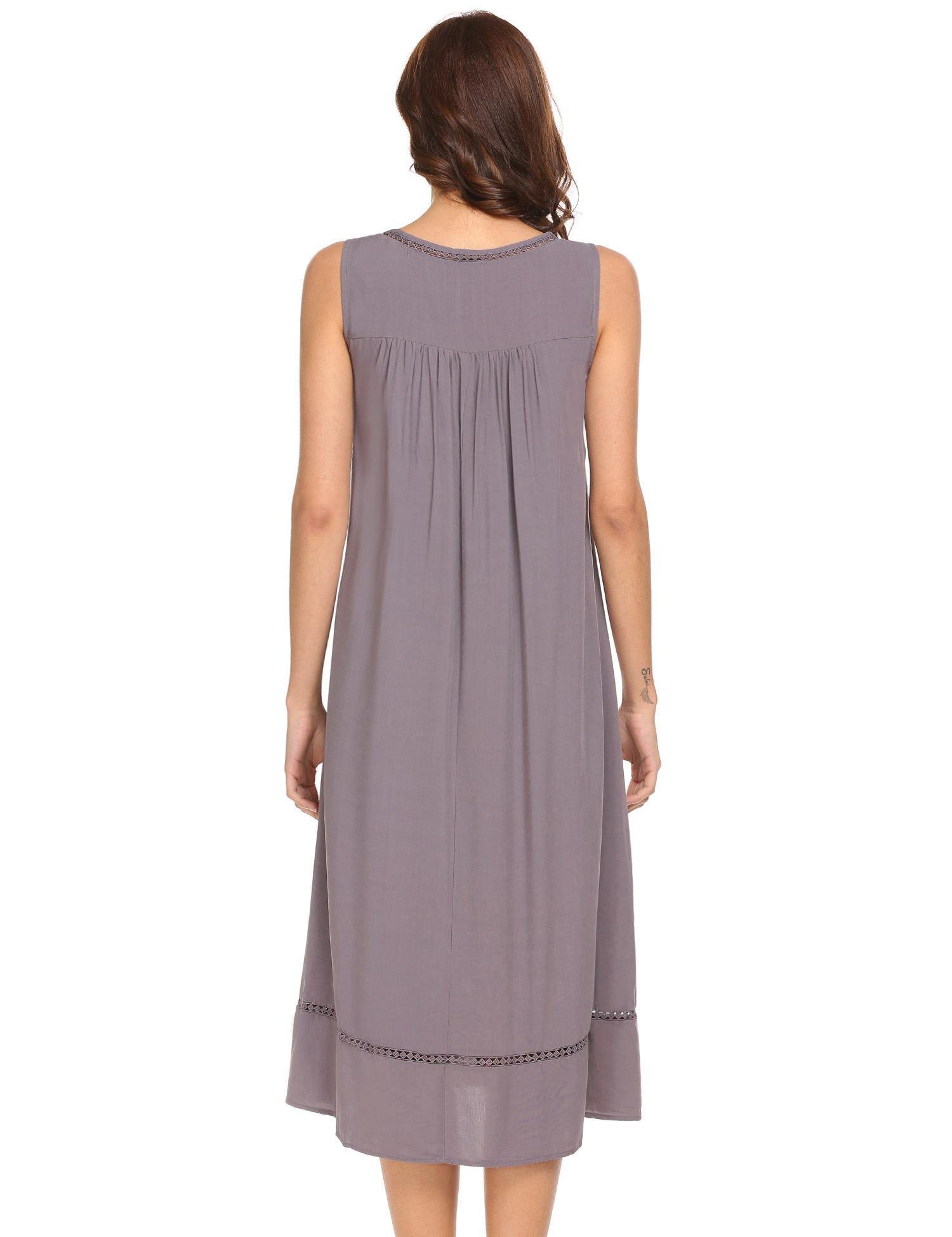 Ekouaer Ekoauer Womens Anna Cotton Nightgown, Sleeveless Victorian Sleepwear