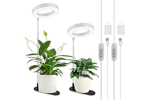 LORDEM Grow Light, 48 LEDs Plant Light for Indoor Plants, Full Spectrum Desk Grow Lamp with Automatic Timer for 4H/8H/12H, 4 Dimmable Levels, Height Adjustable 7.8"-26", 2 Pack