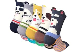Chalier Womens Funny Socks Cozy Cute Printed Patterned Fun Sock Novelty Cat Dog Socks for Women