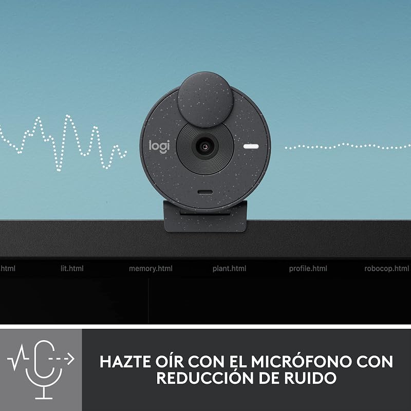 Webcam logitech brio 300 full hd, obturador de privacidade, microfone de redução de ruído, usb-c, certificação de zoom, microsoft teams, google meet, correção automática de luz, streaming - grafite