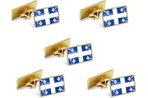 Rhungift Proudly 10Pack Quebec Flag Lapel Pins, Jewelry Quality Gold Enamel Canadian Province QC Flag Pins,Canada pins