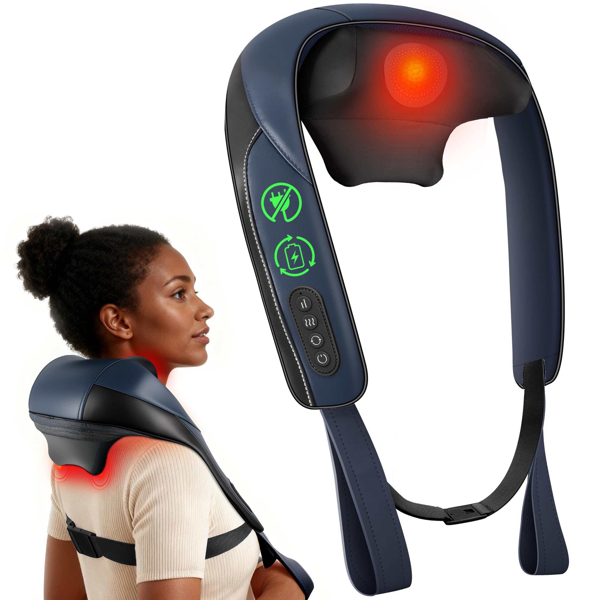 Photo 1 of COMFIER Hsa Eligible Shiatsu Neck Massager with Heat, Cordless Neck and Shoulder Massager for Pain Relief Deep Tissue, Graphene Heating, 4D Kneading Massage Pillow