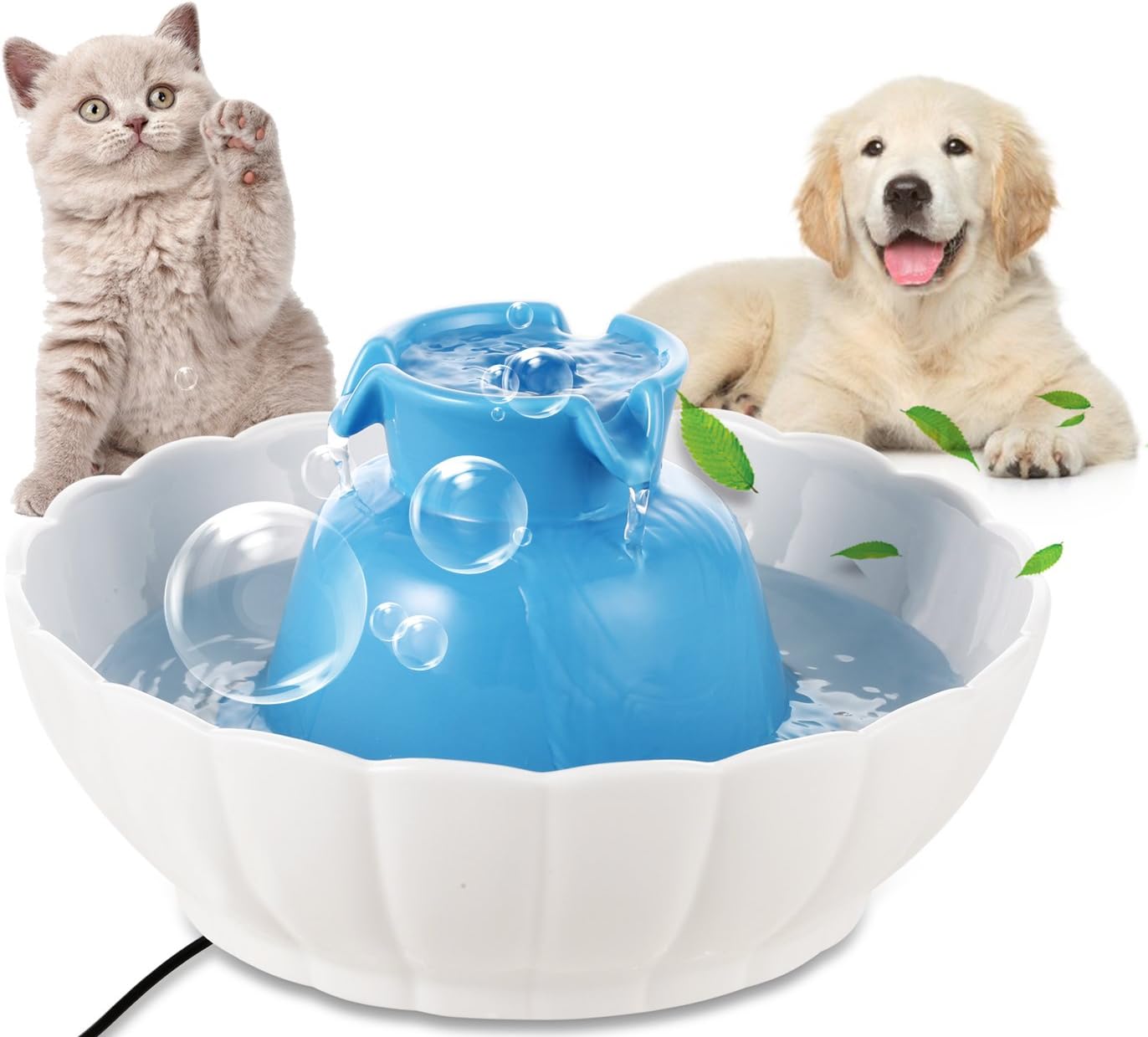Homdox Ceramic Pets Drinking Fountain, Dog and Cat Water