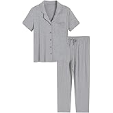 Latuza Women's Petite Pajamas Set Short Sleeve Petite Size Pants