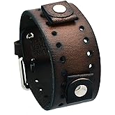 BN-BB Unisex 20mm Lug Width 39mm Wide Dark Brown Wide Leather Cuff Wrist Watch Band