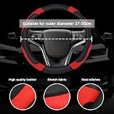 URAQT Steering Wheel Cover 3 Pack Microfiber Leather Universal 37-39cm Black Red view 4