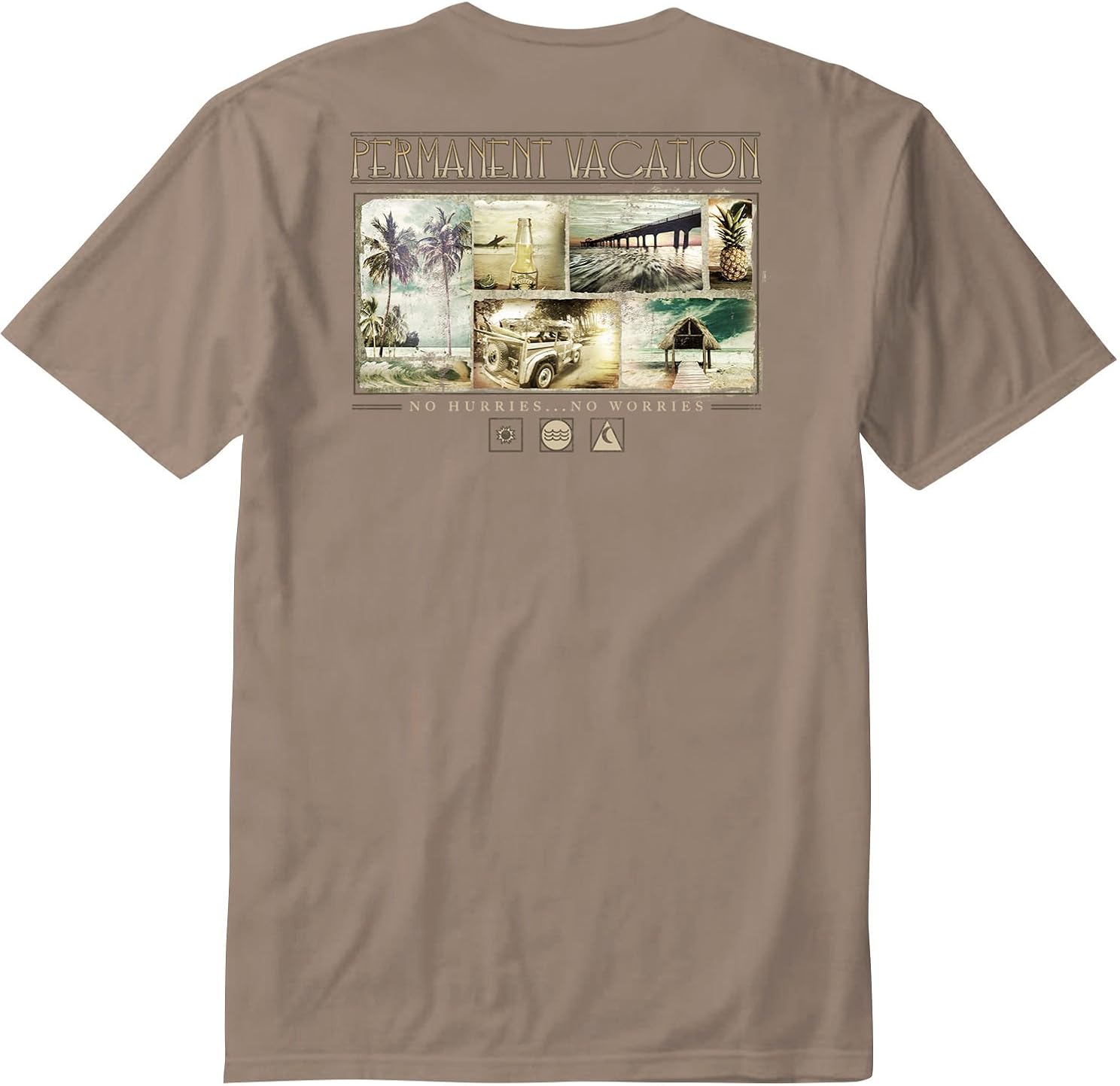 Paradise Shores Mens Permanent Vacation TShirt XLarge Bark brown