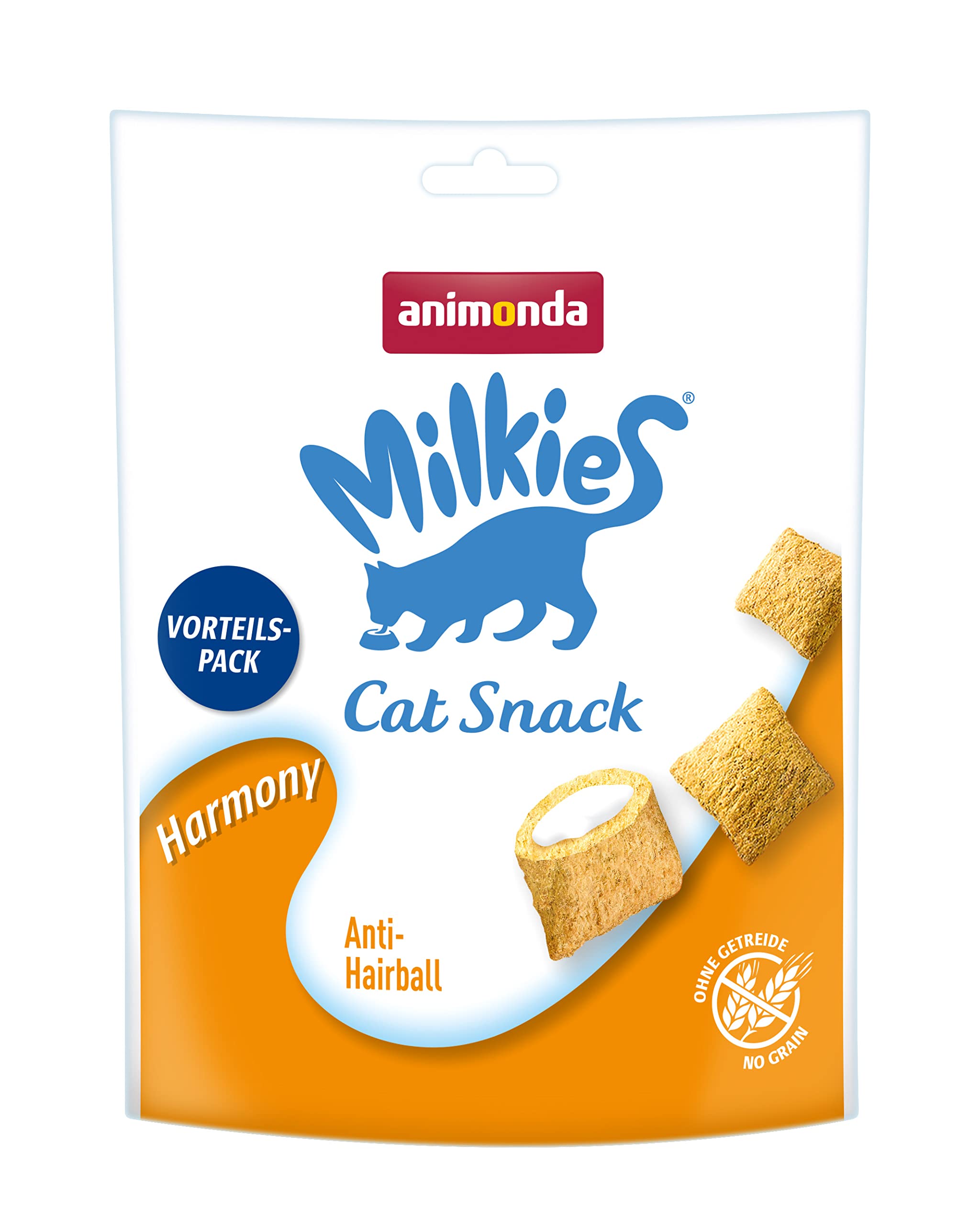 animonda Milkies Harmony Cat Snack with Milk (6 x 120 g), Grain-Free Crisp Cushion Milk Cat Snacks for Adults Cats