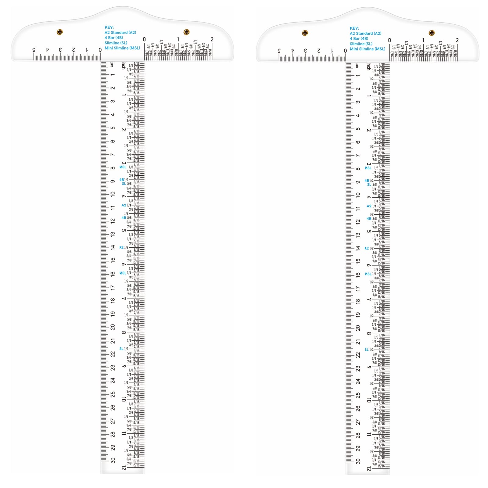 Briartw 2 Piece Acrylic T-Square Ruler T Square Plastic T-Ruler Double Side Measuring for Art Framing and Drafting Crafting Drafting General Layout Work & Scrapbooking,12 Inch/ 30 cm, Transparent