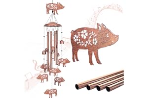 EZTZEN Pig Wind Chimes Outdoor Pig Gifts for Women/Men/Mom/Wife/Grandma Birthday Gifts Memorial Gift Metal WindChimes for Outside/Indoors, Lawn, Patio, Home, Porch, Yard Decor, Garden Decorations
