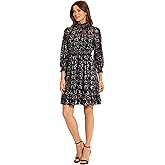 Maggy London Women's Holiday Foil Glitter Shimmer Metallic Dress Occasion Party Guest of, Navy/Gold