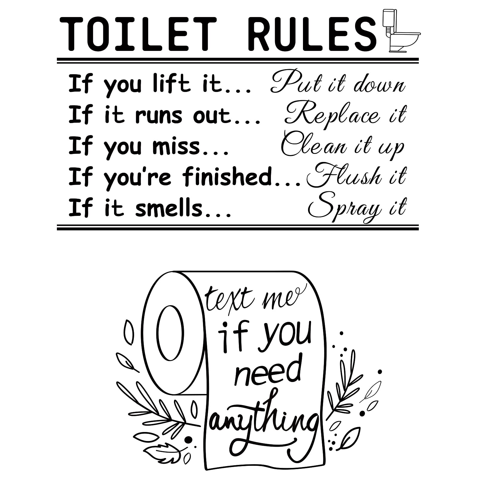 SUPERDANT Toilet Quotes Wall Stickers Bathroom Decals Removable Vinyl Lettering Art for DIY Lavatory Large Wall Sticker Home Decor Black 80x30cm