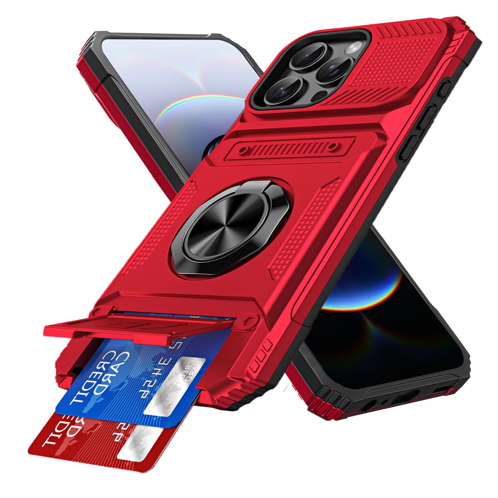 Photo 1 of ** wrong size**
COTDINFOR Compatible with iPhone 16 Pro Max Case Wallet with Card Holder (2 Cards) Ring Stand Military Grade Protection Shockproof Phone Case for iPhone 16 Pro Max 6.9 inch Red LM