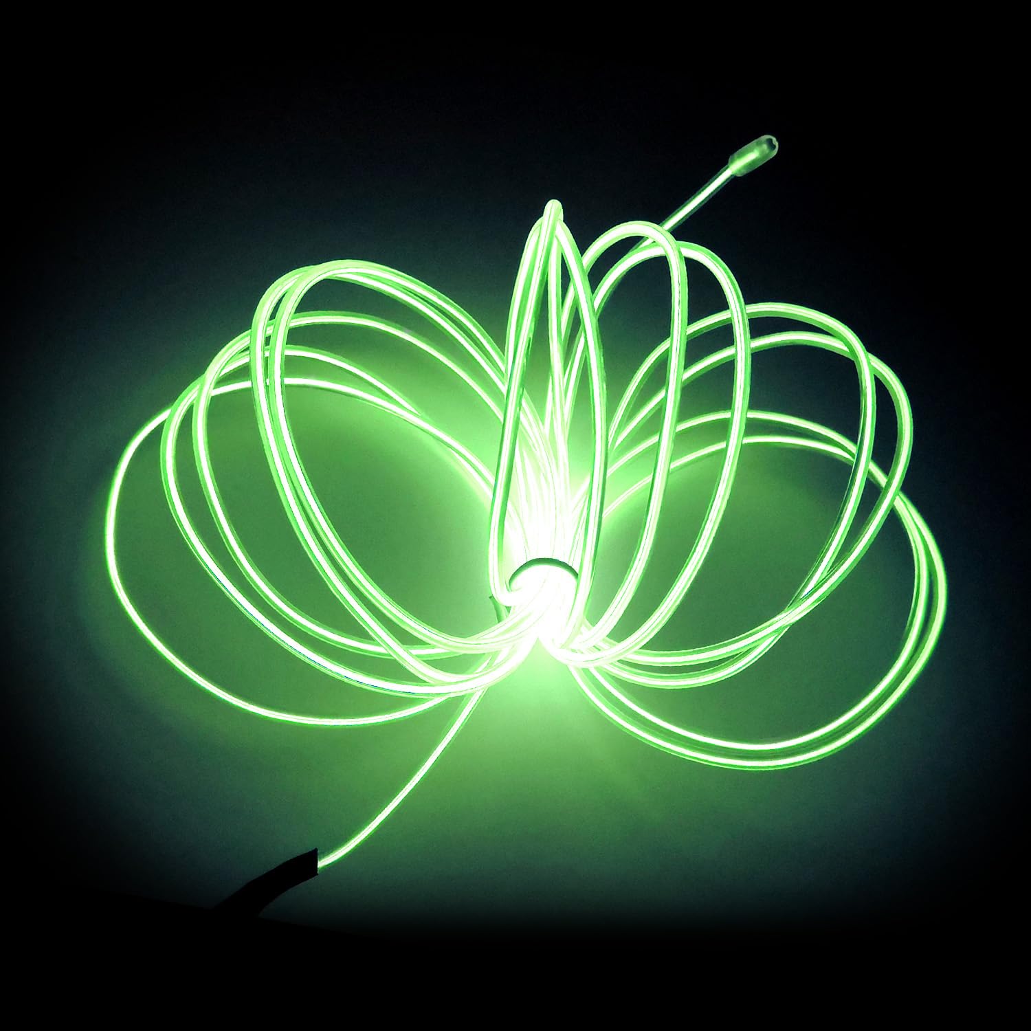 Photo 1 of MaxLax EL Wire Lemon Green, 32.8ft/10m Portable Battery Pack Neon Light Strip 360° Cuttable Glowing Rope Lights for Parties, Halloween, DIY Decoration