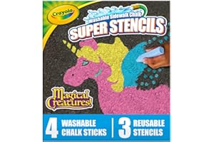 Crayola Super Stencils Magical Creatures Set (3ct), Large Sidewalk Chalk for Kids, Washable Sidewalk Chalk, Outdoor Toys, Age
