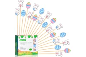 CRAFTERLIFE Easter Cocktail Picks Easter Theme Bunny Egg Decorative Long Toothpicks Fruit Sticks Skewers Topper for Appetizer Charcuterie Food Sandwich Cupcake Easter Rabbit Decorations Themed Party Supplies