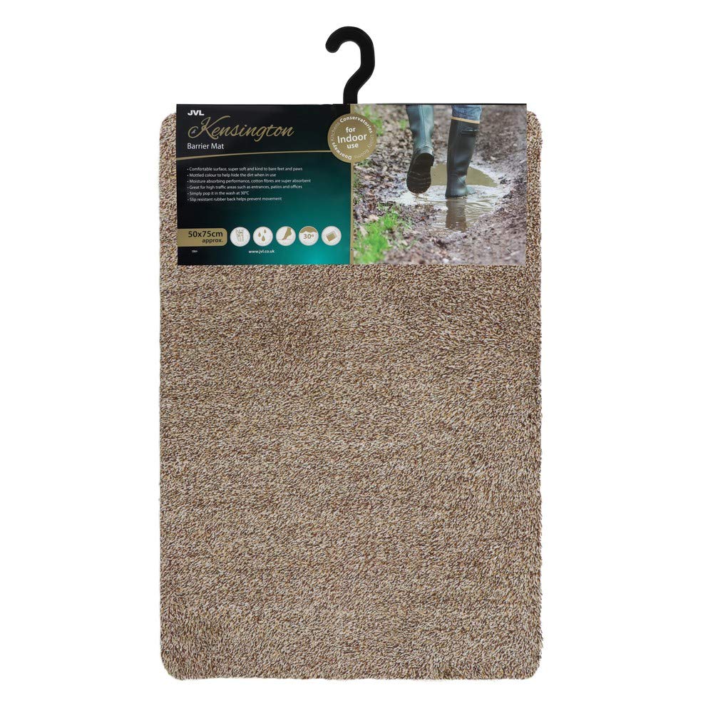JVL Kensington Barrier Door Mat, Brown, 50 x 75 cm, Small,01-510