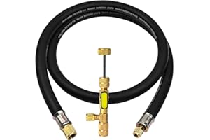 GELRIUNY 2025 Upgraded 1/2" HVAC Vacuum Hose Evacuation Kit,Valve Core Removal Tool, 1/4″ and 5/16″ Valve Core Removal Tool,3/8" to 1/4" Fittings High- Flow Refrigerant Hose,Faster evacuation and recovery,6FT