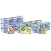 Bentgo Prep Variety Kit, 60 Piece, Reusable Trays, Bowls &amp; Snack Boxes | Portion Control, Stackable, Custom-Fit Lids, Microwave, Freezer &amp; Dishwasher-Safe, PFAS &amp; BPA-Free (Floral Pastels)