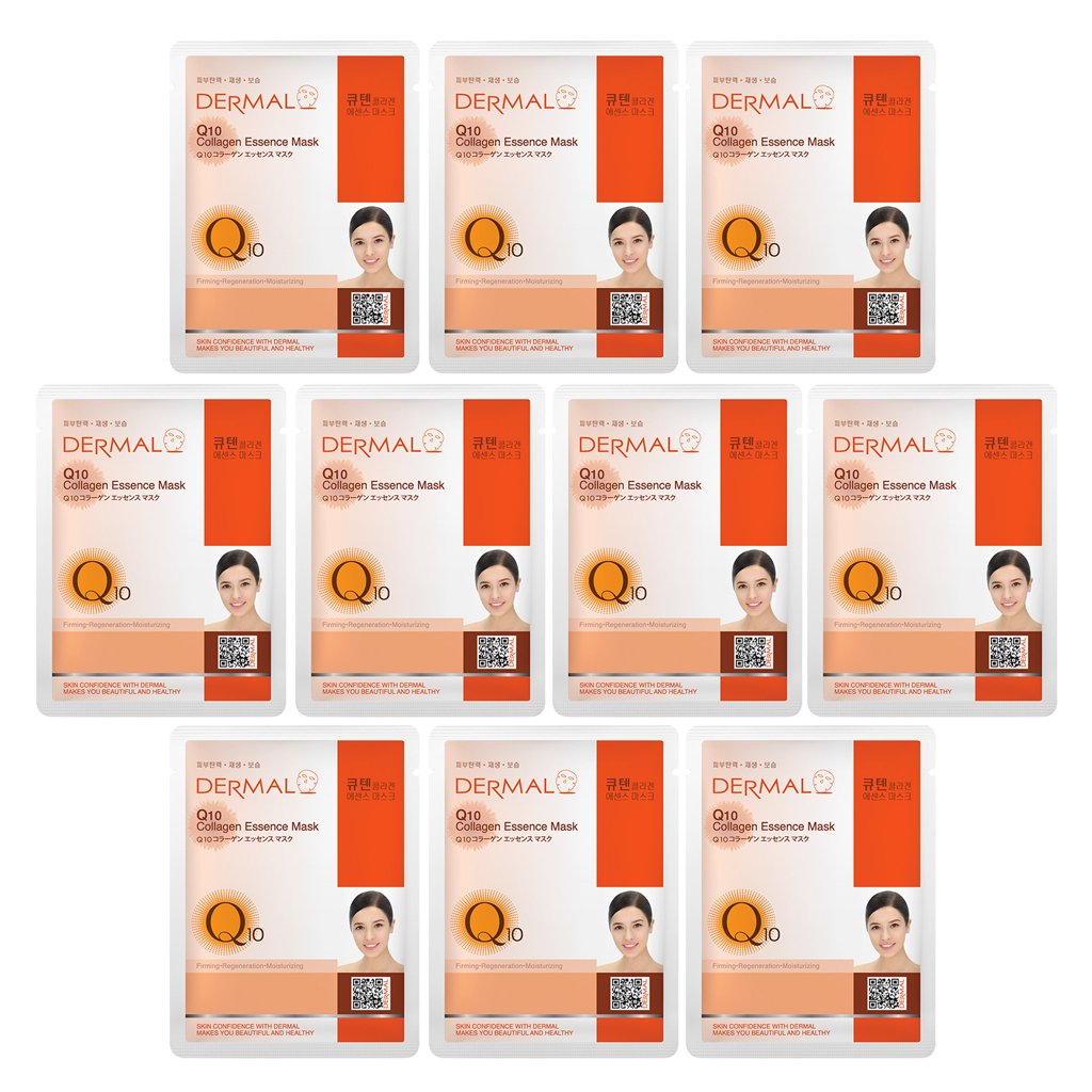 DERMAL Seaweed Collagen Essence Full Face Facial Mask Sheet 23g Pak of 10 Beauty