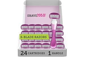 ShaveMOB 6-Blade Women's Razor Kit (Flex Head Handle + 24 Refills) - The Perfectionist Shaving Kit