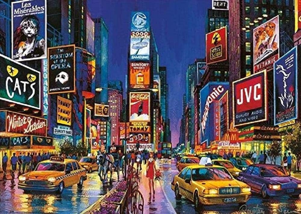 Cjdeng Jigsaw Puzzles 500 Pieces for Adults Kids Times Square Wooden Puzzles Educational Games Toys for Children Animation Pairing Puzzles Gift