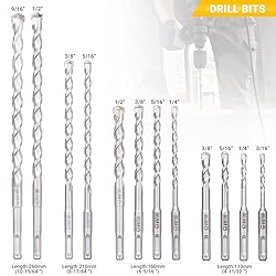 TGFTGF 17-Piece SDS Plus Rotary Hammer Drill Bits