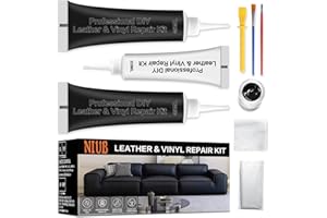 NIUB Black Leather Repair Kit - Sofa and Furniture Vinyl Upholstery Repair - Fixes Tears, Burn Holes, and Scratches - Liquid Fill Formula for Car Seats and Sofas