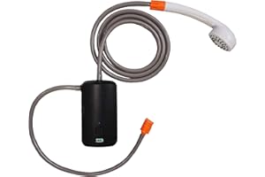 AZXJC Portable camping shower set, 4400mAh battery,self suction shower pump,suitable for family camping, hiking,backpacking,beach,pets,pumping the water from the bucket into a stable and gentle shower flow