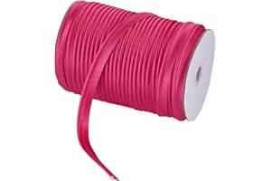 BB BEADTHOVEN Beadthoven 109Yards/Roll Maxi Piping Trim 3/8” Satin Luster Polyester Single Fold Piping Bias Tape Binding Lip Cord Welting Cord with Spool for Sewing Clothing Trimming Upholstery (Deep Pink)